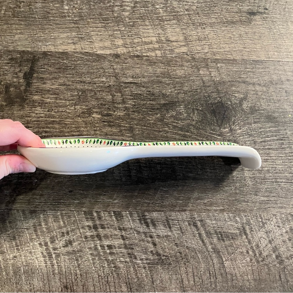 Cath Kidston White and Green Ceramic Spoon Rest - Picture 2 of 3